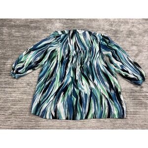Allison Taylor Top Womens Medium Multicolor 3/4 Sleeve‎ Polyester Semi Sheer